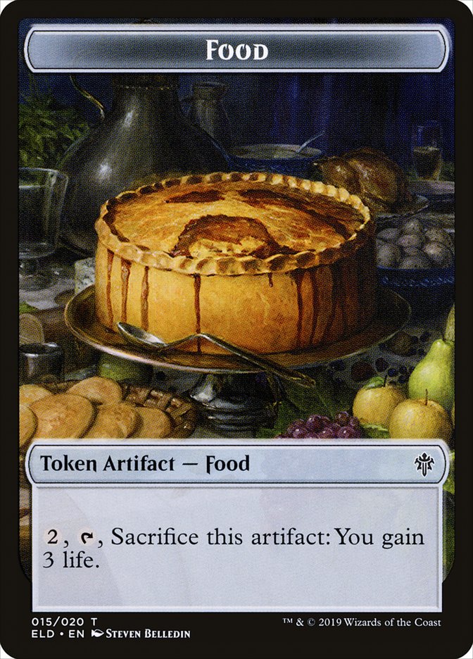 Human Warrior // Food (15) Double-Sided Token [Throne of Eldraine Tokens] - The Mythic Store | 24h Order Processing