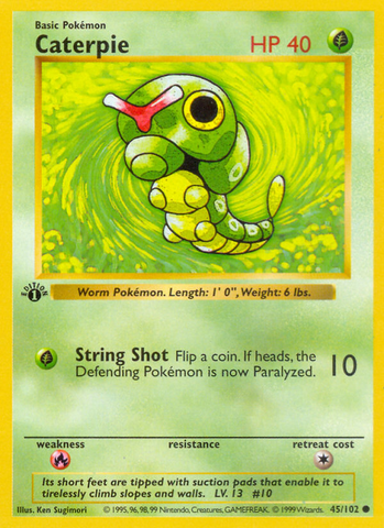 Caterpie (45/102) (Shadowless) [Base Set 1st Edition] - The Mythic Store | 24h Order Processing