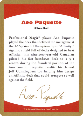 Aeo Paquette Bio [World Championship Decks 2004] - The Mythic Store | 24h Order Processing