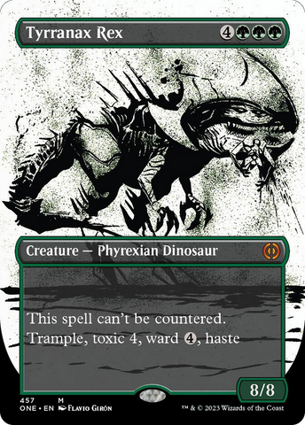 Tyrranax Rex (Borderless Ichor Step-and-Compleat Foil) [Phyrexia: All Will Be One] - The Mythic Store | 24h Order Processing