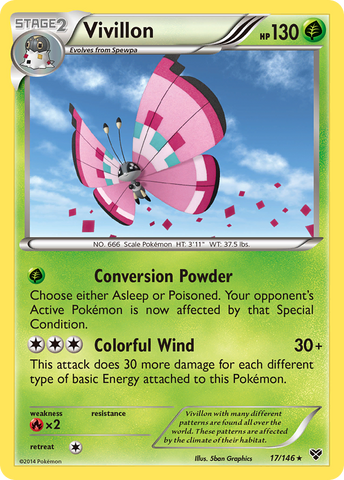 Vivillon (17/146) (Meadow Form/Pink Wings) [XY: Base Set] - The Mythic Store | 24h Order Processing