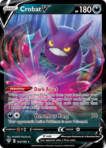 Crobat V (104/189) [Sword & Shield: Darkness Ablaze] - The Mythic Store | 24h Order Processing