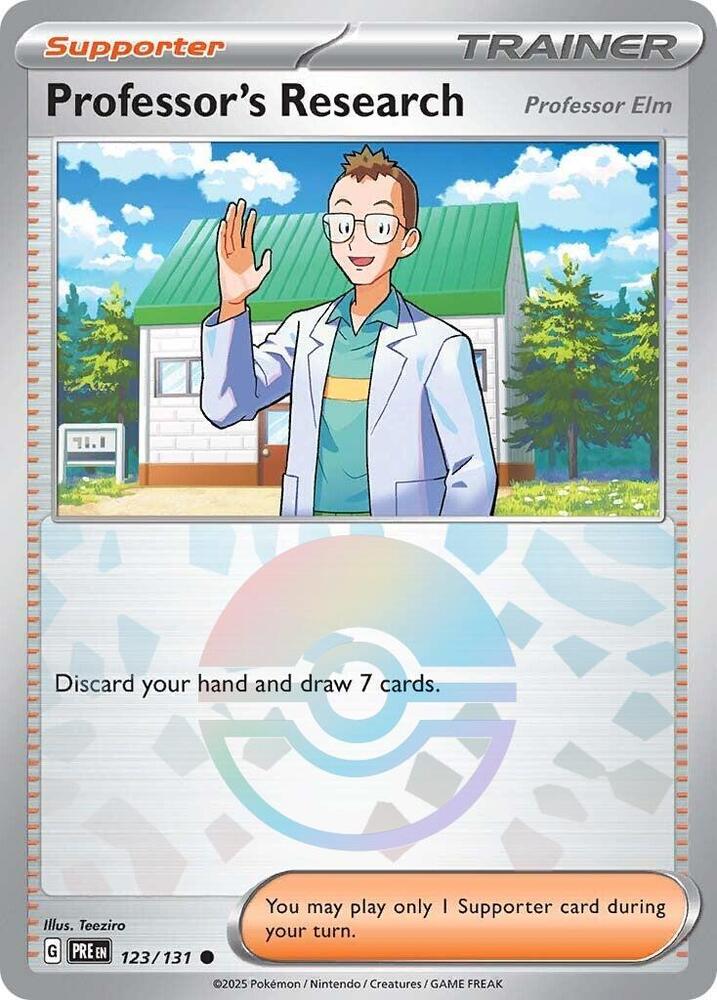 Professor's Research (123/131) [Professor Elm] (Poke Ball Pattern) [Scarlet & Violet: Prismatic Evolutions] - The Mythic Store | 24h Order Processing