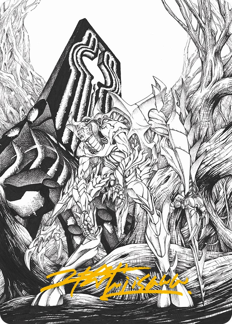 Lukka, Bound to Ruin Art Card (Gold-Stamped Signature) [Phyrexia: All Will Be One Art Series] - The Mythic Store | 24h Order Processing