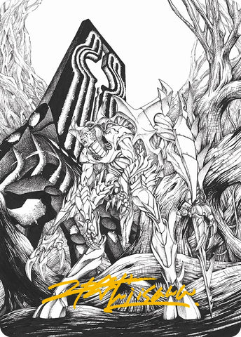 Lukka, Bound to Ruin Art Card (Gold-Stamped Signature) [Phyrexia: All Will Be One Art Series] - The Mythic Store | 24h Order Processing