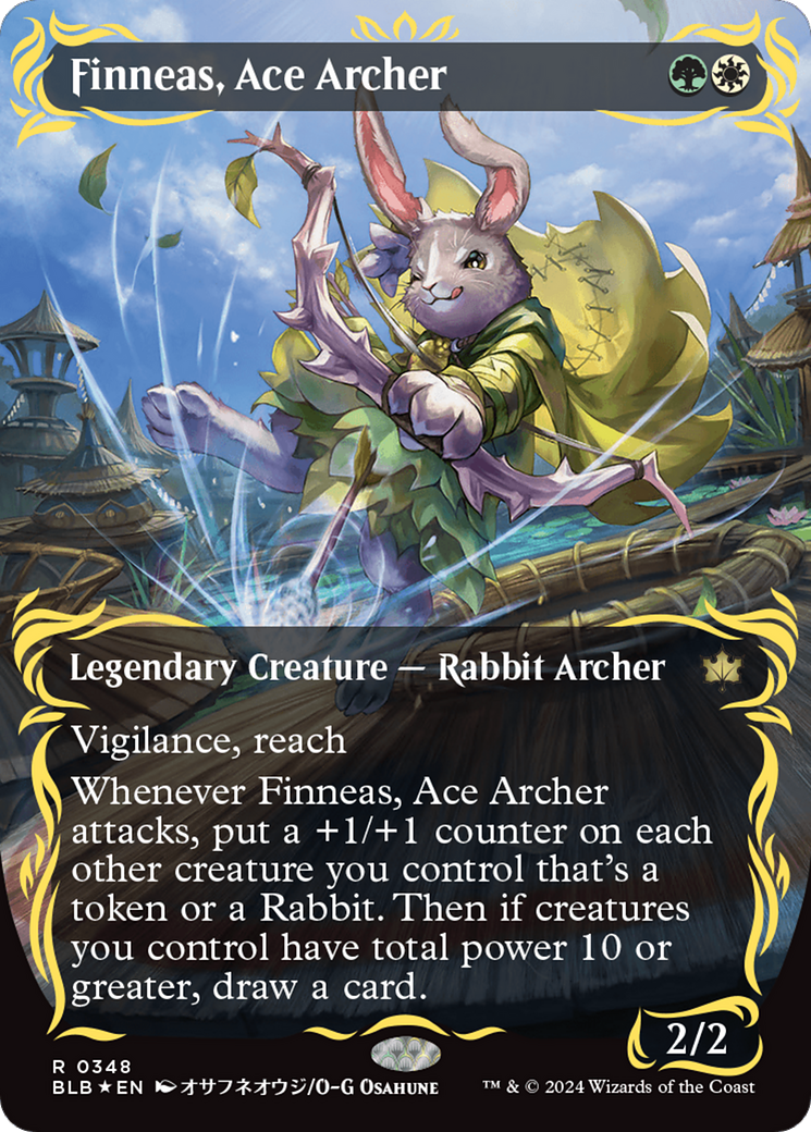 Finneas, Ace Archer (Borderless) (Raised Foil) [Bloomburrow] - The Mythic Store | 24h Order Processing