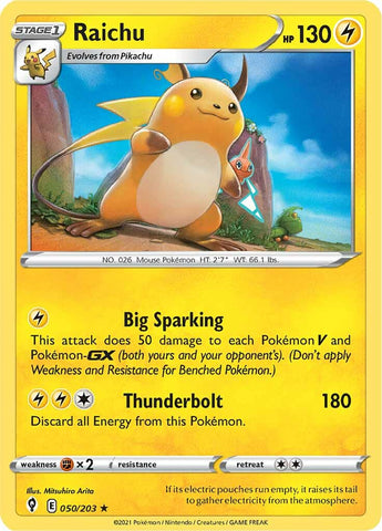 Raichu (050/203) [Sword & Shield: Evolving Skies] - The Mythic Store | 24h Order Processing