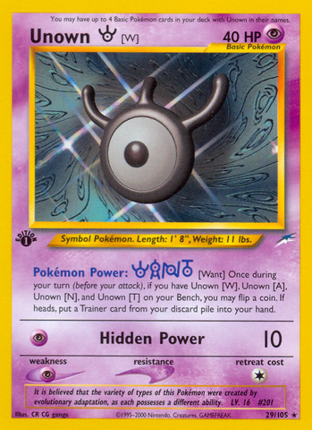 Unown [W] (29/105) [Neo Destiny 1st Edition] - The Mythic Store | 24h Order Processing
