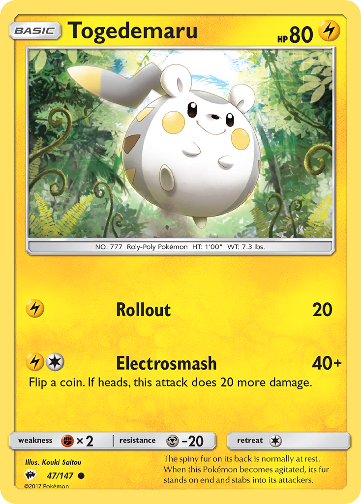 Togedemaru (47/147) [Sun & Moon: Burning Shadows] - The Mythic Store | 24h Order Processing