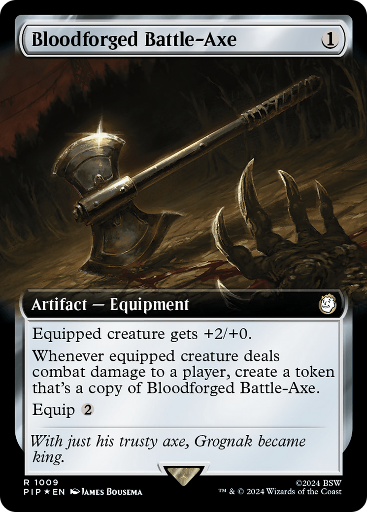 Bloodforged Battle-Axe (Extended Art) (Surge Foil) [Fallout] - The Mythic Store | 24h Order Processing