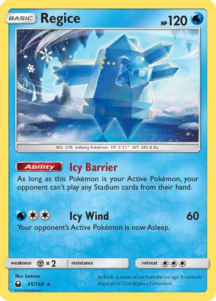 Regice (45/168) [Sun & Moon: Celestial Storm] - The Mythic Store | 24h Order Processing