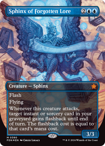 Sphinx of Forgotten Lore (Borderless) (Mana Foil) [Foundations] - The Mythic Store | 24h Order Processing
