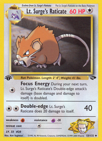 Lt. Surge's Raticate (53/132) [Gym Challenge 1st Edition] - The Mythic Store | 24h Order Processing