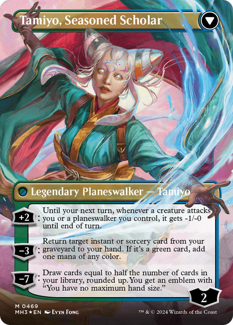 Tamiyo, Inquisitive Student // Tamiyo, Seasoned Scholar (Borderless) (Textured Foil) [Modern Horizons 3] - The Mythic Store | 24h Order Processing