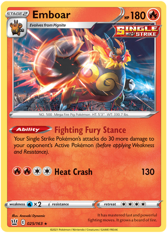 Emboar (025/163) [Sword & Shield: Battle Styles] - The Mythic Store | 24h Order Processing