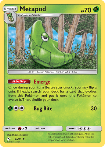 Metapod (3/214) [Sun & Moon: Unbroken Bonds] - The Mythic Store | 24h Order Processing