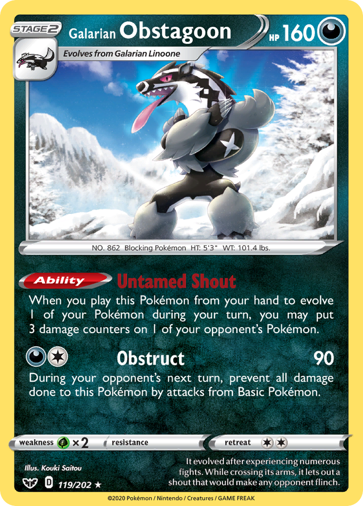 Galarian Obstagoon (119/202) [Sword & Shield: Base Set] - The Mythic Store | 24h Order Processing