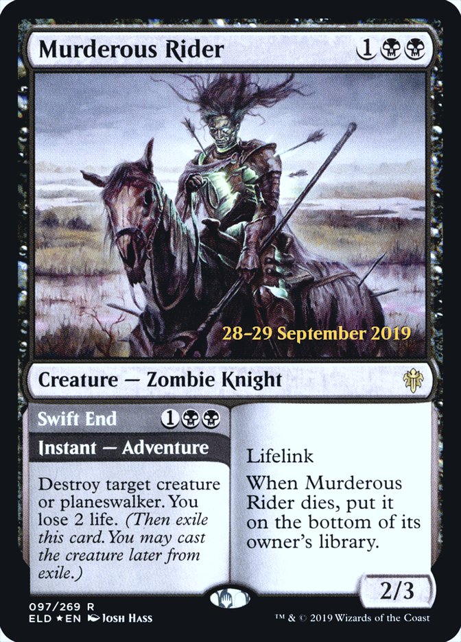 Murderous Rider // Swift End [Throne of Eldraine Prerelease Promos] - The Mythic Store | 24h Order Processing
