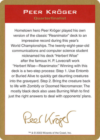 Peer Kroger Bio [World Championship Decks 2003] - The Mythic Store | 24h Order Processing