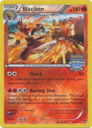 Blaziken (14/111) (National Championship Promo) [XY: Furious Fists] - The Mythic Store | 24h Order Processing