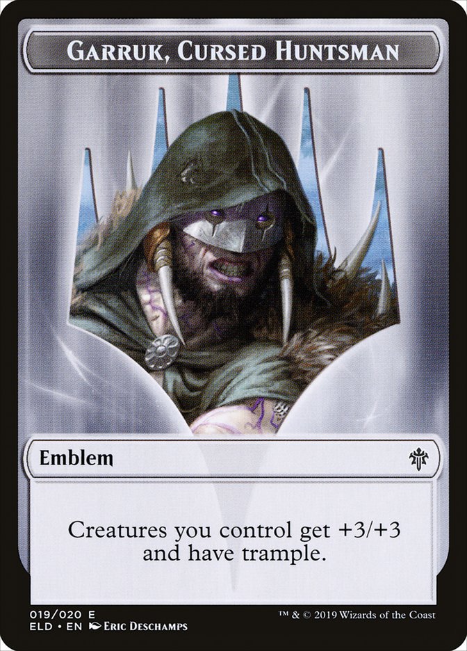 Garruk, Cursed Huntsman Emblem [Throne of Eldraine Tokens] - The Mythic Store | 24h Order Processing