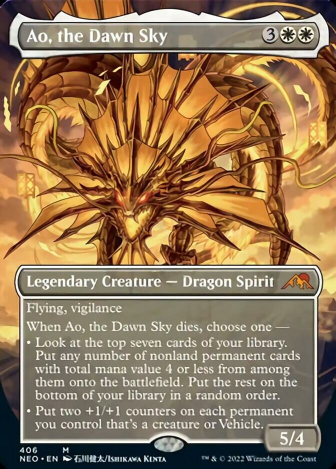 Ao, the Dawn Sky (Borderless Alternate Art) [Kamigawa: Neon Dynasty] - The Mythic Store | 24h Order Processing