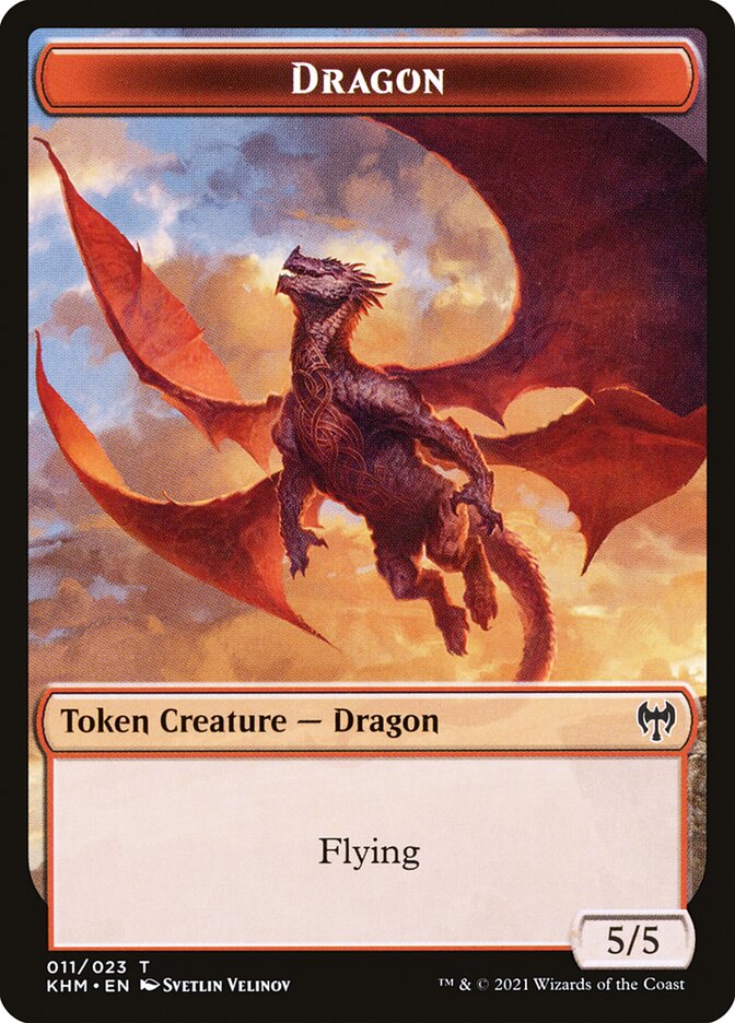 Elf Warrior // Dragon Double-Sided Token [Kaldheim Tokens] - The Mythic Store | 24h Order Processing