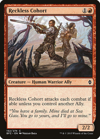 Reckless Cohort [Battle for Zendikar] - The Mythic Store | 24h Order Processing