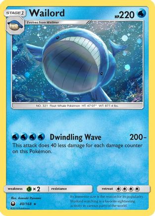 Wailord (40/168) (Cosmos Holo) [Sun & Moon: Celestial Storm] - The Mythic Store | 24h Order Processing