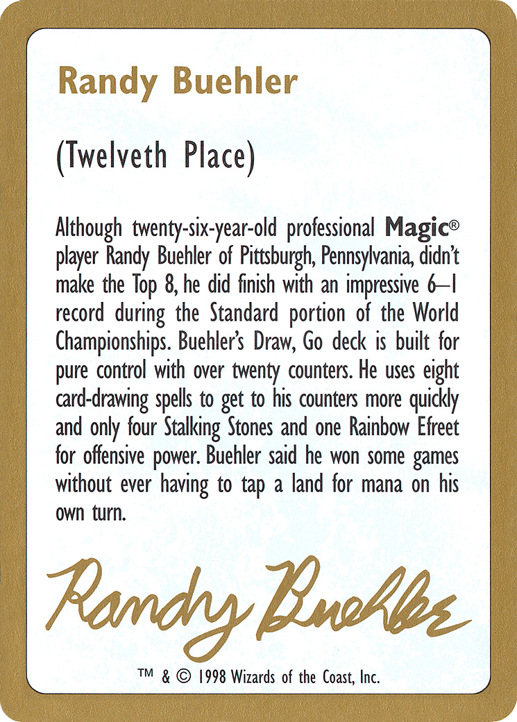 Randy Buehler Bio [World Championship Decks 1998] - The Mythic Store | 24h Order Processing