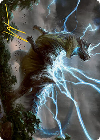 Thrasta, Tempest's Roar Art Card (41) (Gold-Stamped Signature) [Modern Horizons 2 Art Series] - The Mythic Store | 24h Order Processing