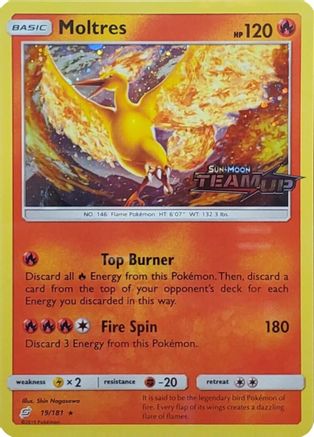 Moltres (19/181) (Stamped) [Sun & Moon: Team Up] - The Mythic Store | 24h Order Processing