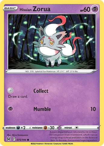 Hisuian Zorua (075/196) [Sword & Shield: Lost Origin] - The Mythic Store | 24h Order Processing