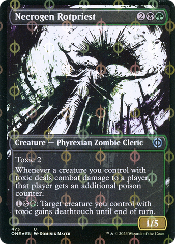Necrogen Rotpriest (Borderless Ichor Step-and-Compleat Foil) [Phyrexia: All Will Be One] - The Mythic Store | 24h Order Processing