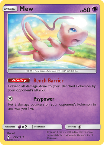 Mew (76/214) [Sun & Moon: Unbroken Bonds] - The Mythic Store | 24h Order Processing