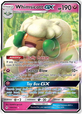 Whimsicott GX (140/214) [Sun & Moon: Unbroken Bonds] - The Mythic Store | 24h Order Processing