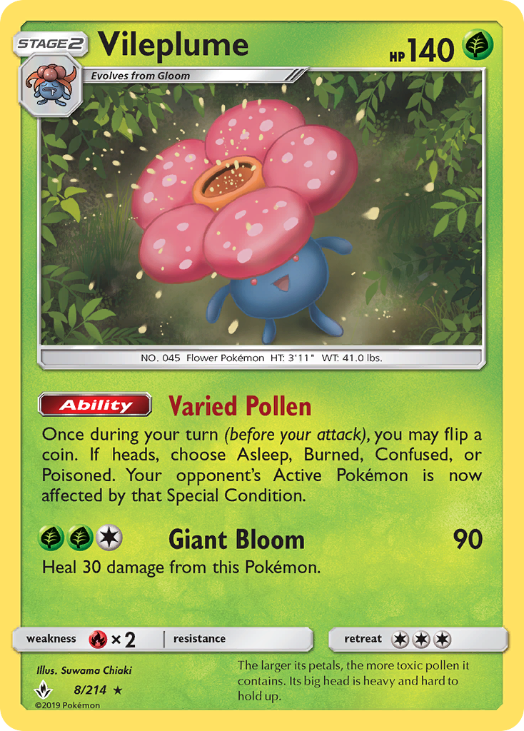 Vileplume (8/214) [Sun & Moon: Unbroken Bonds] - The Mythic Store | 24h Order Processing