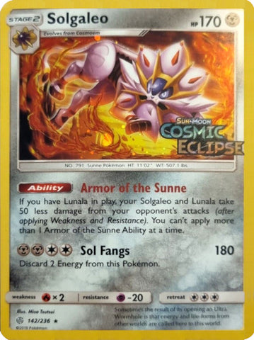 Solgaleo (142/236) (Cosmos Holo) [Sun & Moon: Cosmic Eclipse] - The Mythic Store | 24h Order Processing
