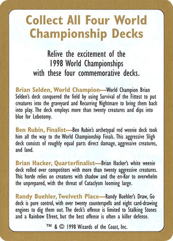 1998 World Championships Ad [World Championship Decks 1998] - The Mythic Store | 24h Order Processing