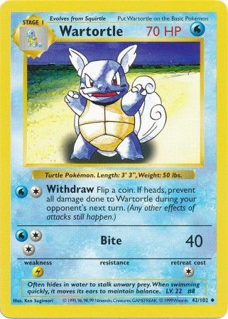 Wartortle (42/102) [Base Set Shadowless Unlimited] - The Mythic Store | 24h Order Processing