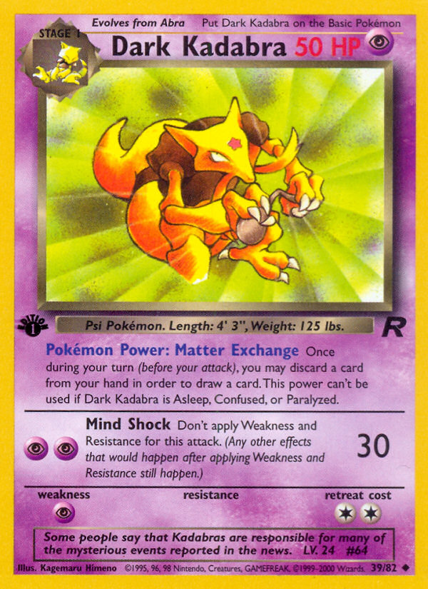 Dark Kadabra (39/82) [Team Rocket 1st Edition] - The Mythic Store | 24h Order Processing