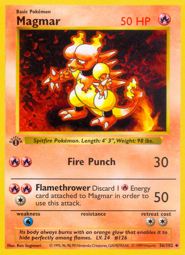 Magmar (36/102) (Shadowless) [Base Set 1st Edition] - The Mythic Store | 24h Order Processing