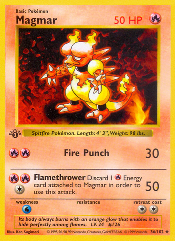 Magmar (36/102) (Shadowless) [Base Set 1st Edition] - The Mythic Store | 24h Order Processing