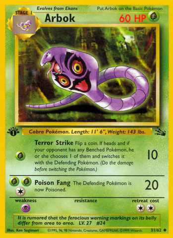Arbok (31/62) [Fossil 1st Edition] - The Mythic Store | 24h Order Processing