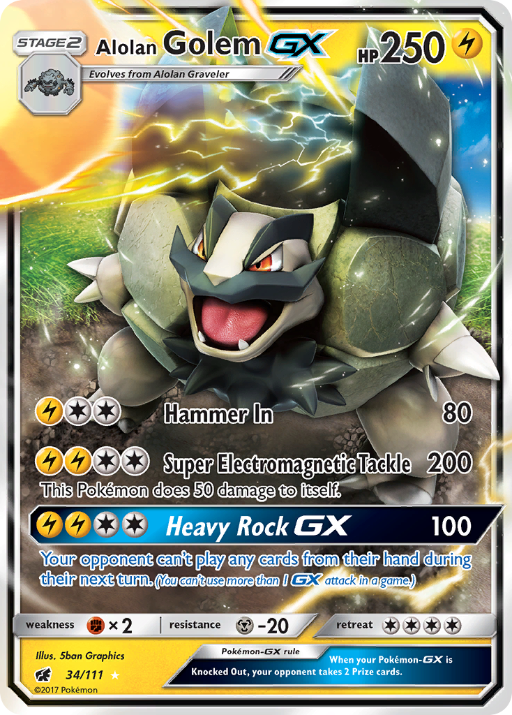 Alolan Golem GX (34/111) [Sun & Moon: Crimson Invasion] - The Mythic Store | 24h Order Processing