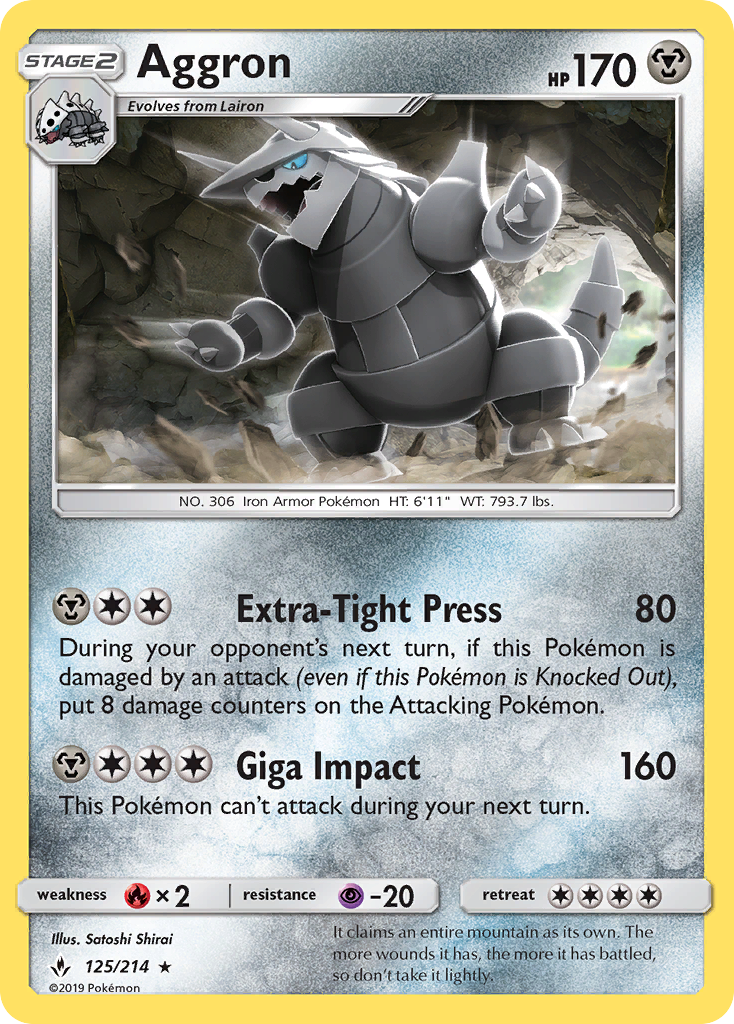 Aggron (125/214) [Sun & Moon: Unbroken Bonds] - The Mythic Store | 24h Order Processing