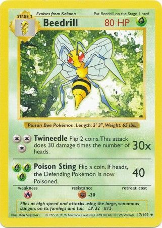 Beedrill (17/102) [Base Set Shadowless Unlimited] - The Mythic Store | 24h Order Processing