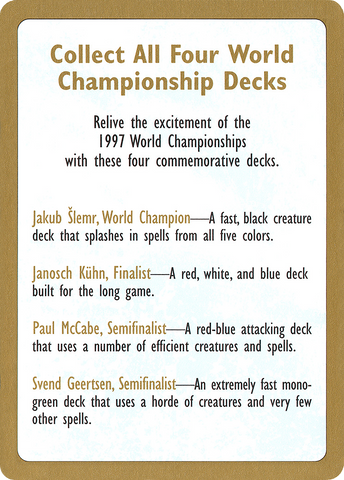 1997 World Championships Ad [World Championship Decks 1997] - The Mythic Store | 24h Order Processing