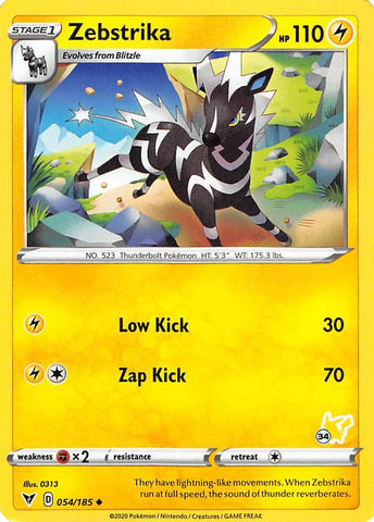 Zebstrika (054/185) (Pikachu Stamp #34) [Battle Academy 2022] - The Mythic Store | 24h Order Processing