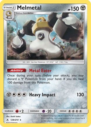 Melmetal (129/214) (Cosmos Holo) [Sun & Moon: Unbroken Bonds] - The Mythic Store | 24h Order Processing